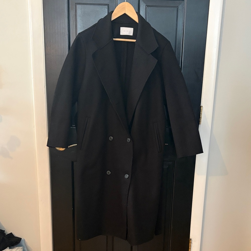 Oak & Fort Black Double-Breasted Women's Coat